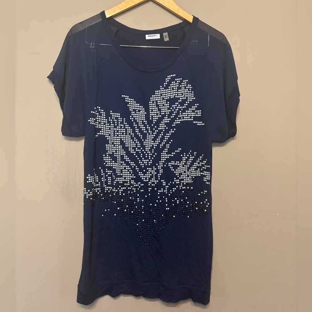 DKNY Tunic / Mini Dress Tee with Studded Front Design Detail